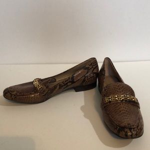 Tory Burch Gemini Link Snake Embossed Loafers NEW